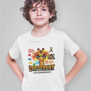 White Kids 'It's OK to Be Different' Autism Awareness Graphic Tee